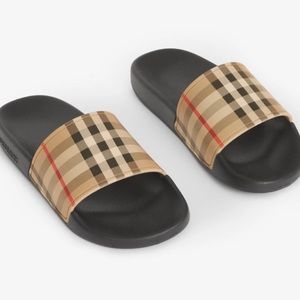 Burberry Mini Furley Checkef Slides Sandals
